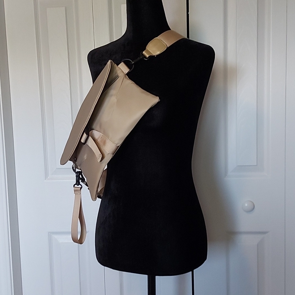 Gold trim nylon belt/cross body bag/clutch - Picture 2 of 16